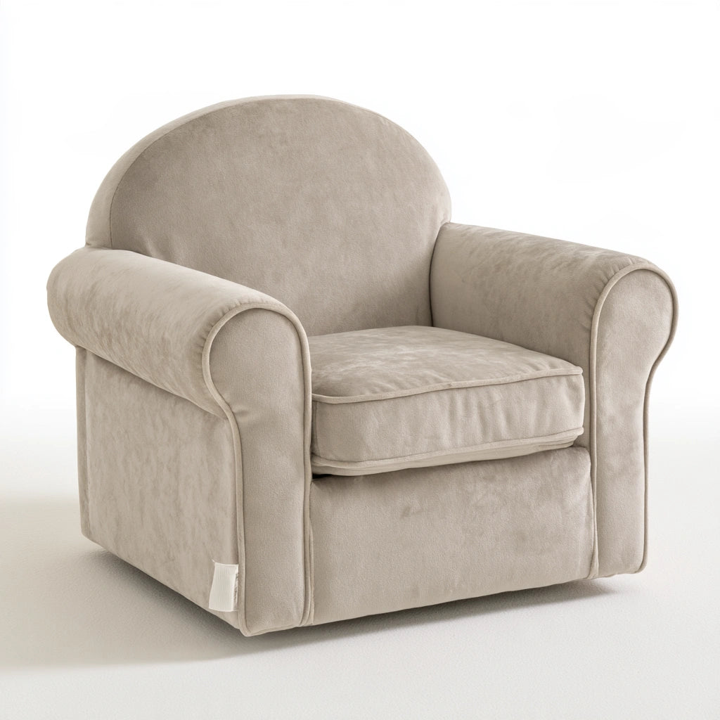 Decodavenport plush light gray velvet accent armchair for living room, positioned against a white background.