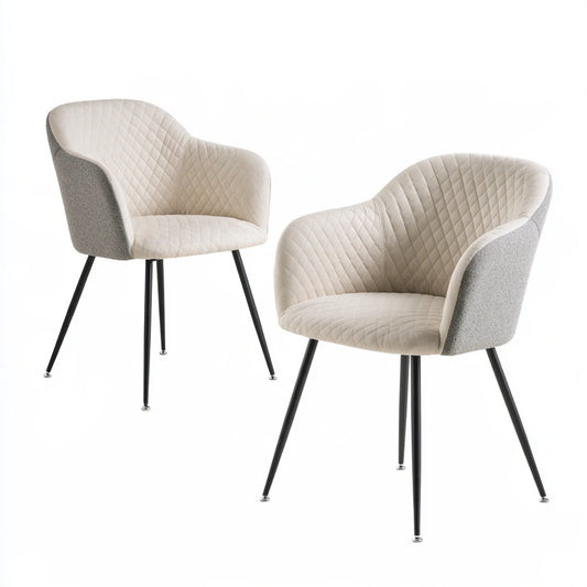Pair of gray Decodavenport accent armchairs in contemporary style, shown from a three-quarter angle, suitable for living room decor.
