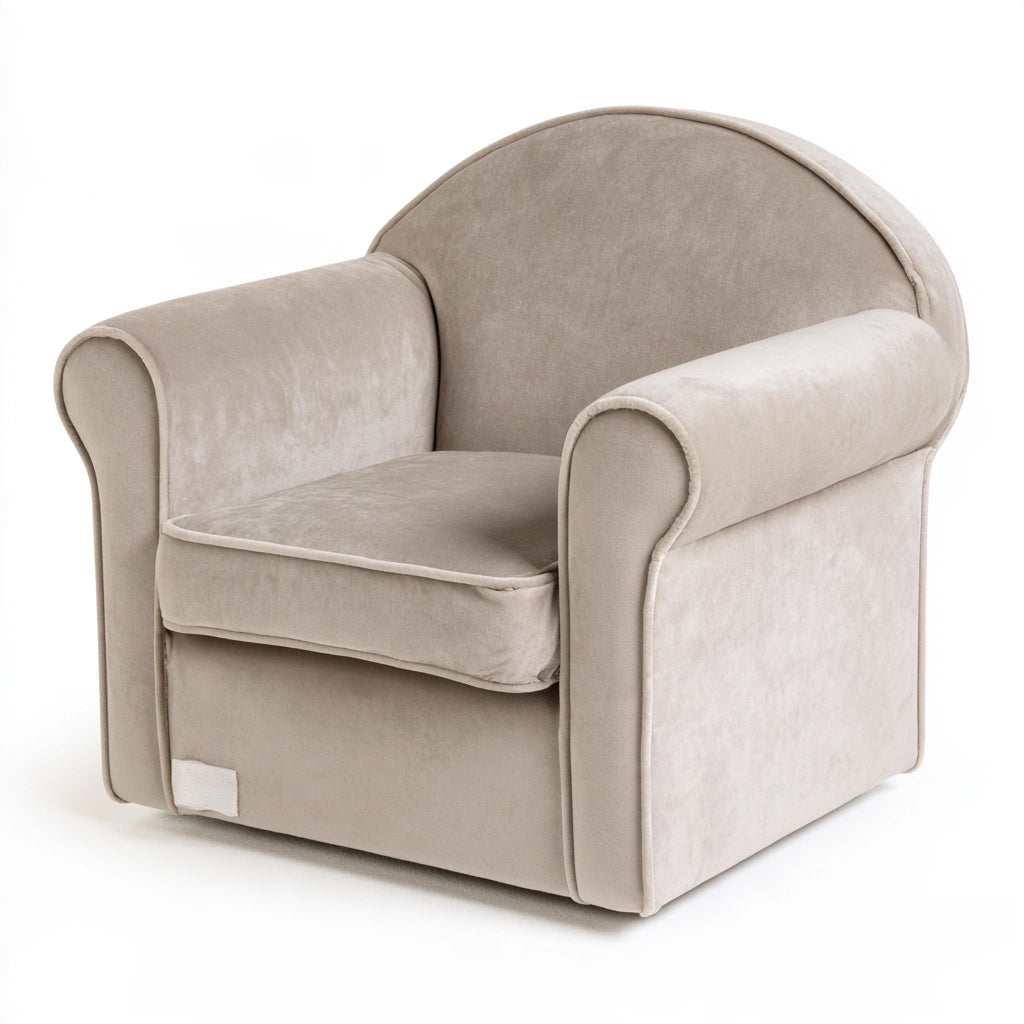 Decodavenport plush light gray velvet accent armchair with white accents, ideal for living room decor and comfortable seating.